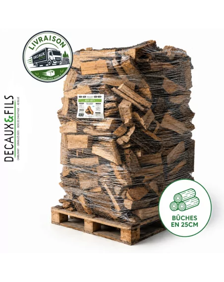 Bois de chauffage sur palette DECAUX, bûches en 25 cm (2.2 stères)