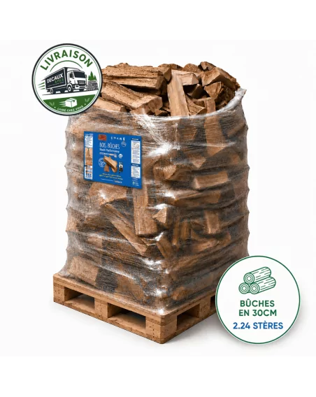 Bois de chauffage sur palette WOODSTOCK, bûches en 30cm (1.48 m³-2.24 stères)