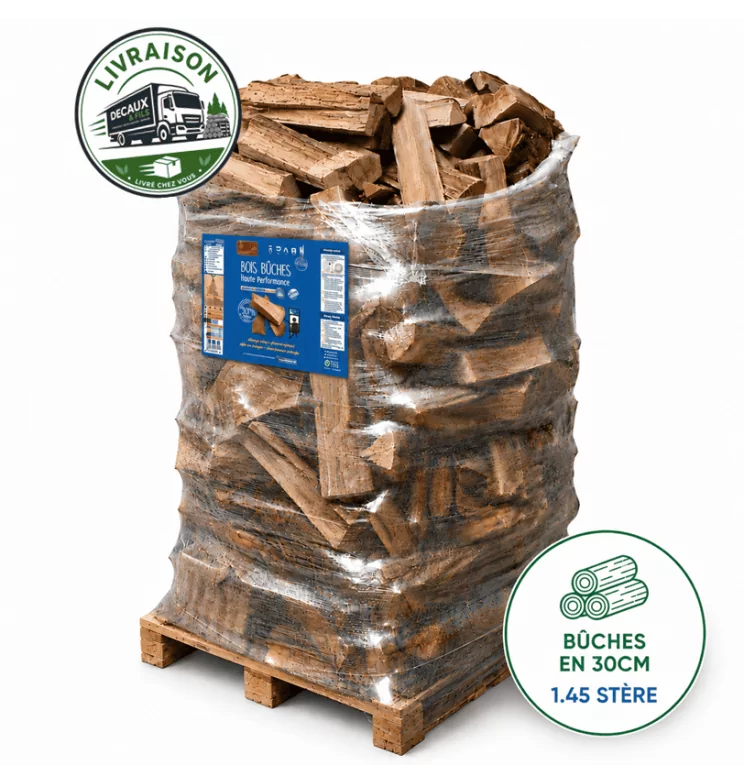 Bois de chauffage sur palette WOODSTOCK, bûches en 30cm (0.95 m³-1.45 stère)