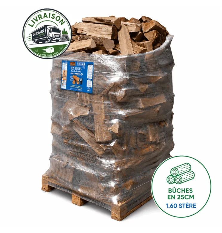 Bois de chauffage sur palette WOODSTOCK, bûches en 25cm (0.96 m³-1.60 stère)