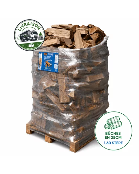 Bois de chauffage sur palette WOODSTOCK, bûches en 25cm (0.96 m³-1.60 stère)